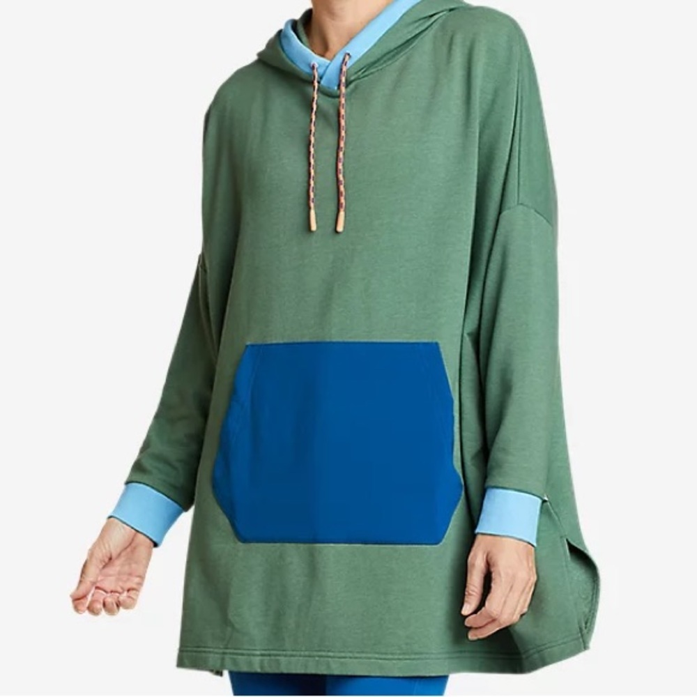 Eddie Bauer Olive and Sky Hooded Poncho